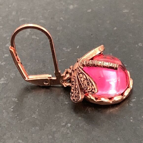 Men’s Pink Dragonfly Earrings. Vintage Style Iced Out, Unisex - Picture 6 of 10